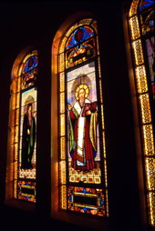Stained glass windows at St. Nicholas Greek Orthodox Cathedral - Tarpon Springs, Florida.