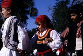 Greek American children dance in the park - Tarpon Springs, Florida.