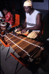 Martin Zagbo plays xylophone with children at Lake Westen Elementary School - Orlando, Florida.
