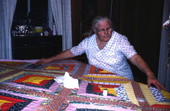 Annie Coleman showing a quilt : b Newberry, Florida