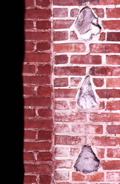 Close-up view of architectural features of a building on Bridge St. - White Springs, Florida