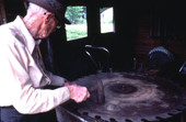 W.H. Hammack hammering a saw blade- Jasper, Florida