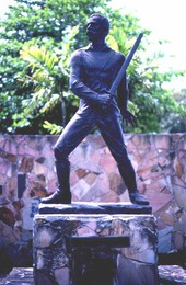 Statue of Cuban revolutionary leader Antonio Maceo holding a machete in Little Havana - Miami, Florida.