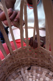 Lucreaty Clark making a white oak basket - White Springs, Florida