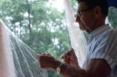 George Saunders making a net at the 1980 Florida Folk Festival - White Springs, Florida