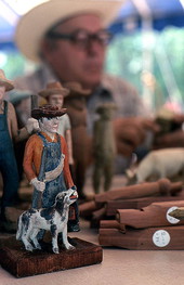 Wood sculpture made by J.T. Albert at the 1980 Florida Folk Festival - White Springs, Florida