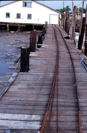 Tracks running along the docks - Fernandina Beach, Florida.