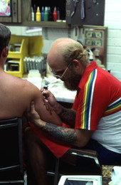 Tattoo artist Jon Fort at work - Pensacola, Florida.