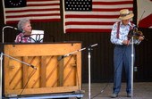 Piano player Lucy Lovelace and fiddler Troy Lovelace performing - White Springs, Florida