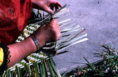 Marian Bowers making a palmetto basket - Brighton Seminole Indian Reservation, Florida.