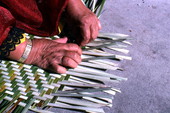 Marian Bowers making a palmetto basket - Brighton Seminole Indian Reservation, Florida.