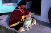 Marian Bowers making a palmetto basket - Brighton Seminole Indian Reservation, Florida.