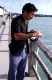 Cuban fisherman fishing with his "yo yo" fishing line