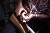 Charlie Lewis carving wood - Perry, Florida