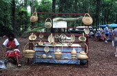 Margaret Garrison and her coiled sweetgrass baskets - White Springs, Florida