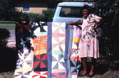 Marian Bowers with a quilt she made - Jefferson County, Florida.