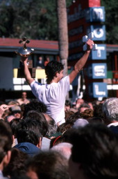 Winner of the epiphany cross retrieval contest with cross and trophy - Tarpon Springs, Florida