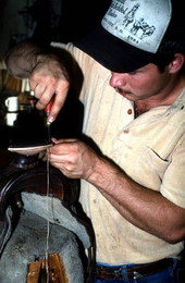 David Cauley repairing a saddle horn - Lakeland, Florida