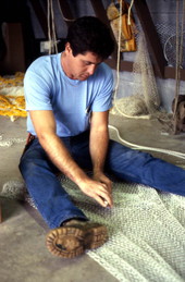 Net maker Joe Floyd in his shop - Jacksonville, Florida.