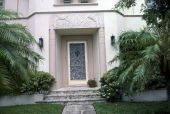 Don Latimer's decorative iron work on screen door - Miami, Florida.