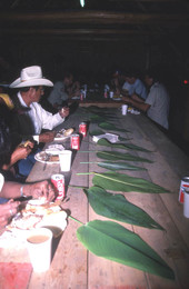 Seminole Indians dining - Big Cypress Reservation, Florida