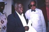 Juan "Bolito" Landa, in blackface, and Facundo Rivero, center, with an unidentified man - Miami, Florida.