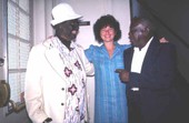 Juan "Bolito" Landa posing in "black face" with Olga Ganay-Aherne and a woman - Miami, Florida.