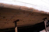 Close-up of the port side of a shrimp boat under construction by Bud Seymour - Apalachicola, Florida.