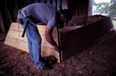 Bobby Shiver building an oyster skiff - Eastpoint, Florida