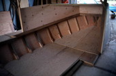 Close-up of cabin on oyster skiff being built by Bobby Shiver - Eastpoint, Florida
