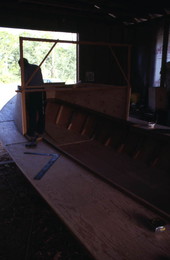 Cabin on oyster skiff being built by Bobby Shiver - Eastpoint, Florida