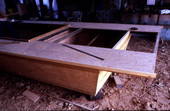 Close-up of rails at stern on skiff being built by Bobby Shiver - Eastpoint, Florida