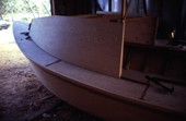 Bow of skiff being built by Bobby Shriver viewed from the port sode - Eastpoint, Florida