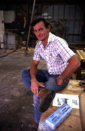 Oyster tong maker Albert "Corky" Richards in his shop - Apalachicola, Florida.