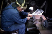 Loys Cain making an oyster knife - Eastpoint, Florida