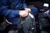 Loys Cain makes a knife handle - Eastpoint, Florida