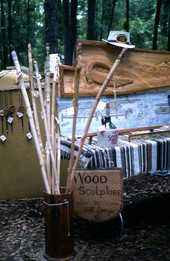 Items carved by Bill Cooey on display at the 1987 Florida Folk Festival - White Springs, Florida