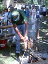 Lavon Gawn roasting mullet at the 1988 Florida Folk Festival - White Springs, Florida