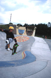Skateboarder performing an aerial move - Jacksonville, Florida.