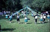 South Hamilton Elementary School students playing with a Maypole - White Springs, Florida