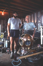 Nick Toth and Antonios Lerios in their helmet making workshop - Tarpon Springs, Florida