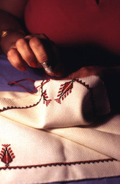 Nadia Michael doing Palestinian embroidery - Jacksonville, Florida.