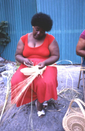 Margaret Garrison and Barbara Turner make sweetgrass coil baskets - Jacksonville, Florida