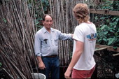 Furniture maker Robert Rudd mentoring apprentice Neil Brooks in the art of making cypress furniture - Lake Worth, Florida.