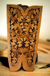 Leather carved boot top made by Bob Dellis - Okeechobee, Florida