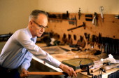 Bob Dellis making a leather carving - Okeechobee, Florida