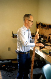 Bob Dellis making a leather carving - Okeechobee, Florida