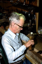 Bob Dellis working with leather - Okeechobee, Florida