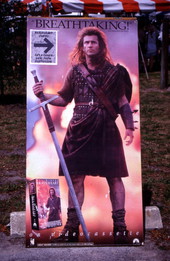 Braveheart movie advertisement on display at the Highland Games in Dunedin, Florida.