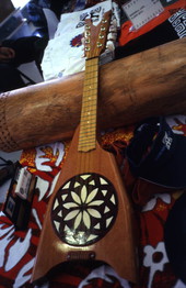 Hawaiian guitar on sale at a hula dance competition in Orlando, Florida.